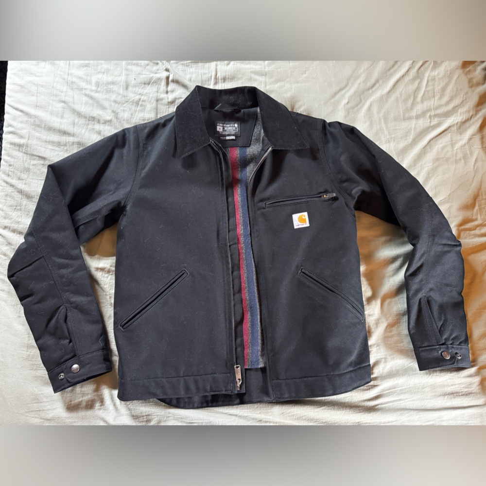 Carhartt Detroit Jacket with Red and Blue blanket liner